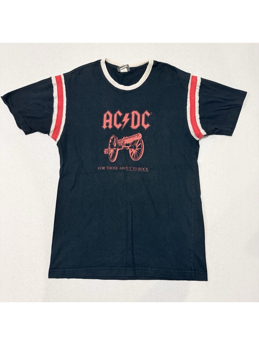 Vintage BC Ethic AC/DC For Those About To Rock Jersey Ringer Shirt Size L Men’s